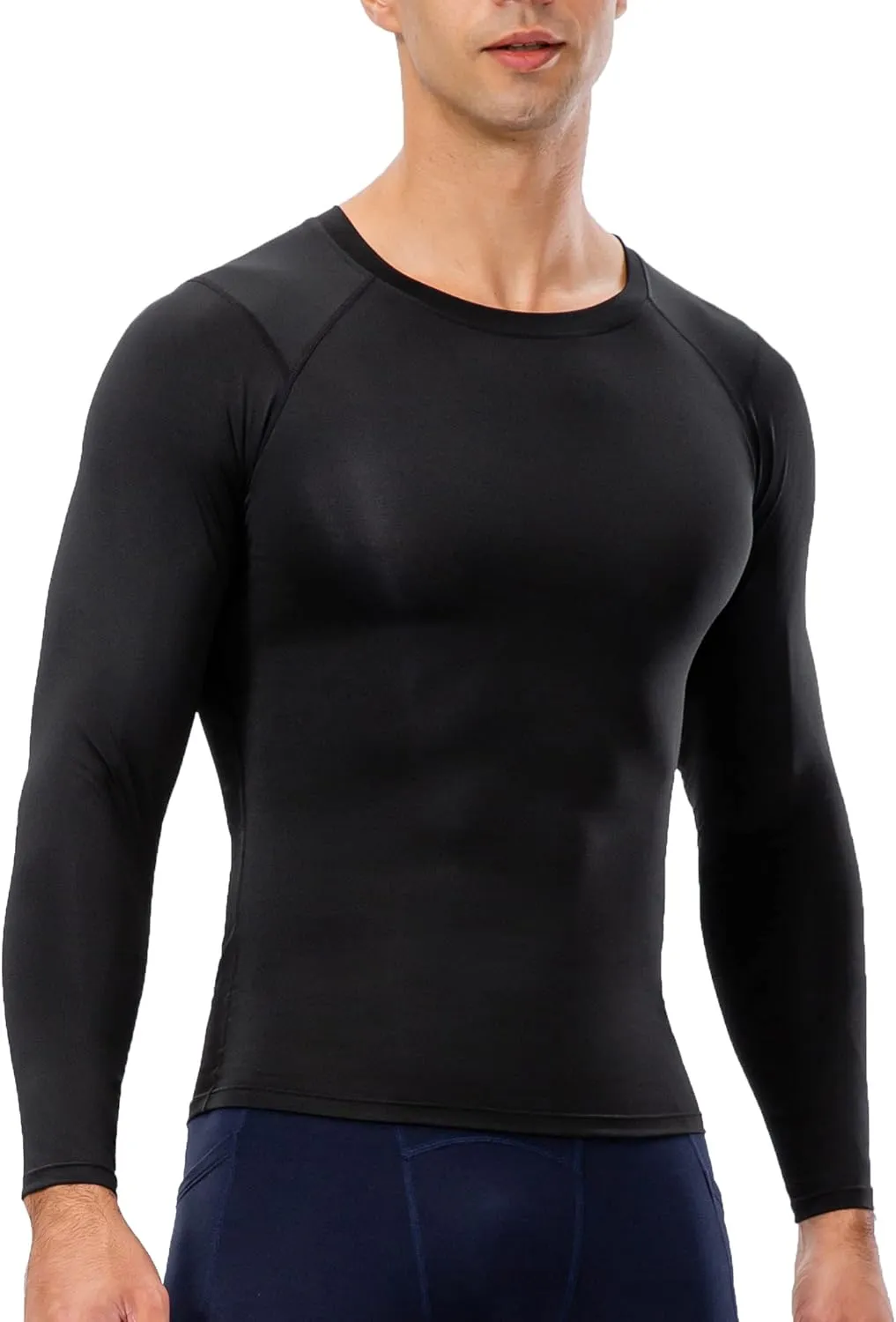 Men's Compression Long Sleeve Shirts, Cool Dry Sport Workout Underwear Shirt Athletic Baselayer Running Tops 1/2 Pack
