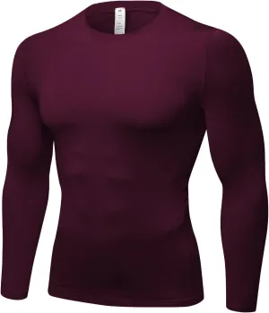 Men's Compression Long Sleeve Shirts, Cool Dry Sport Workout Underwear Shirt Athletic Baselayer Running Tops 1/2 Pack