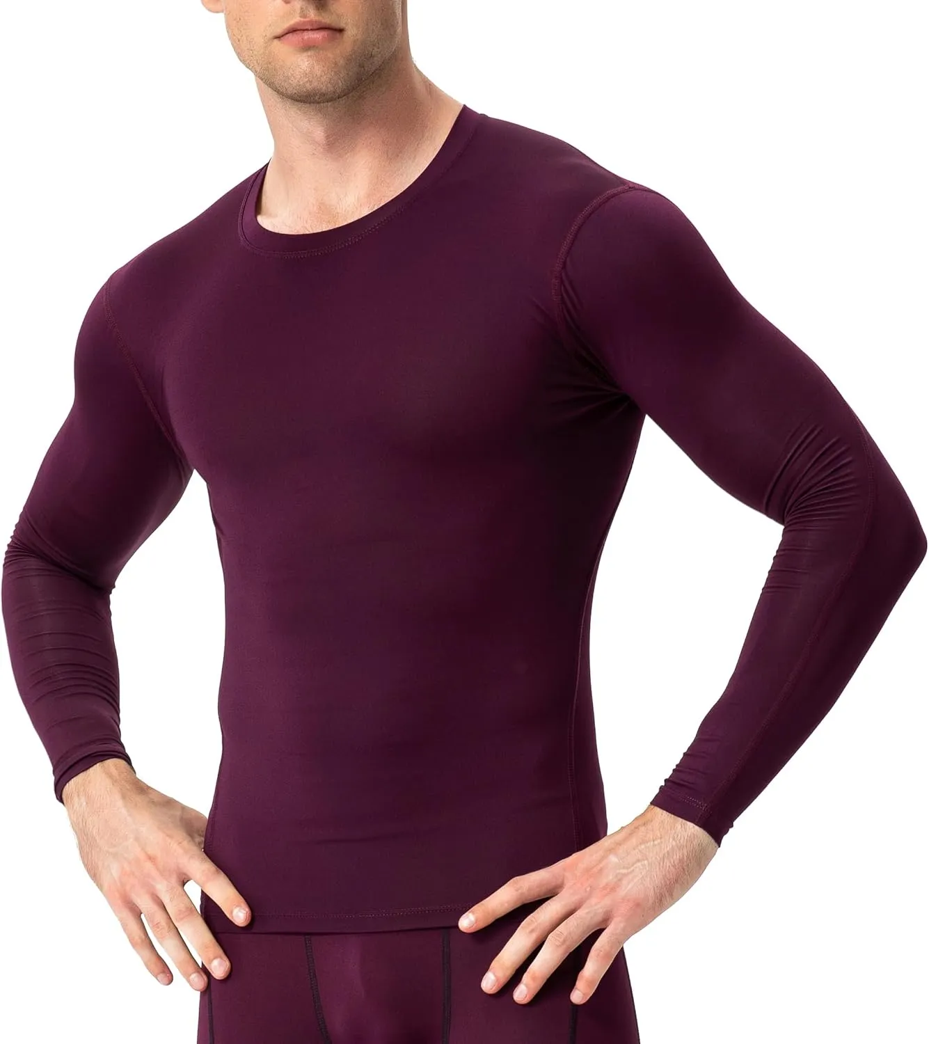 Men's Compression Long Sleeve Shirts, Cool Dry Sport Workout Underwear Shirt Athletic Baselayer Running Tops 1/2 Pack