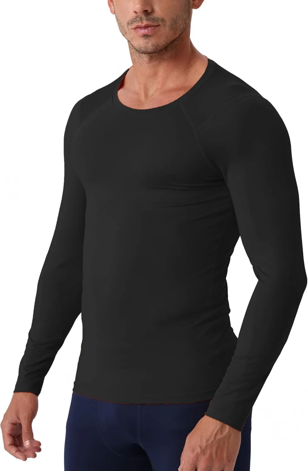 Men's Compression Long Sleeve Shirts, Cool Dry Sport Workout Underwear Shirt Athletic Baselayer Running Tops 1/2 Pack