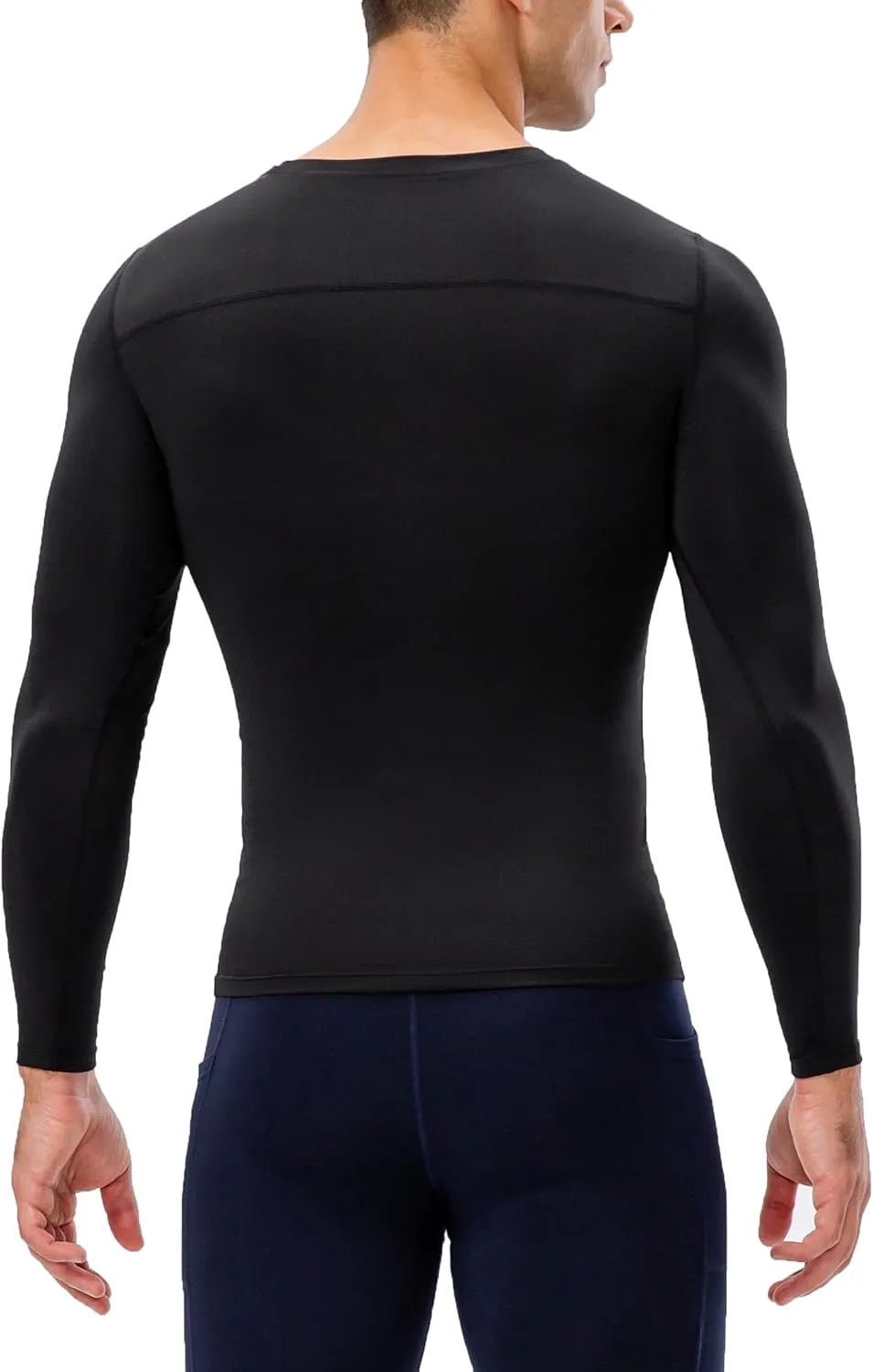 Men's Compression Long Sleeve Shirts, Cool Dry Sport Workout Underwear Shirt Athletic Baselayer Running Tops 1/2 Pack