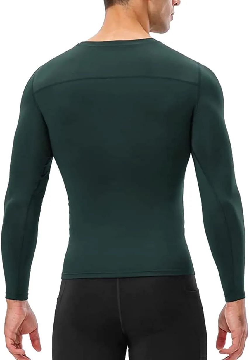 Men's Compression Long Sleeve Shirts, Cool Dry Sport Workout Underwear Shirt Athletic Baselayer Running Tops 1/2 Pack
