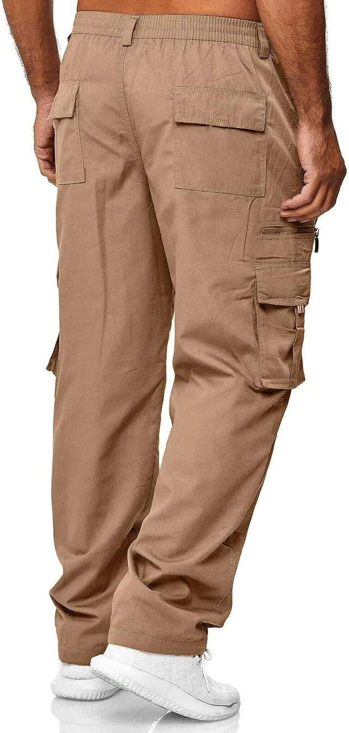 Men's Corduroy Cargo Pants, Baggy Sweatpants, Casual Hip Hop Pants Loose Fit Elastic Waist Drawstring Trousers