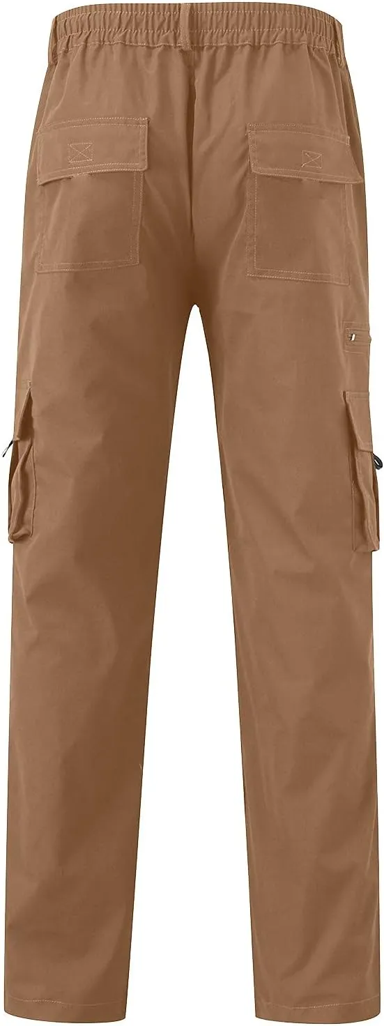 Men's Corduroy Cargo Pants, Baggy Sweatpants, Casual Hip Hop Pants Loose Fit Elastic Waist Drawstring Trousers
