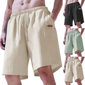 Men's Corduroy Shorts Moisture Wicking Casual Athletic Short Pants Elastic Waist Drawstring Lightweight Beach