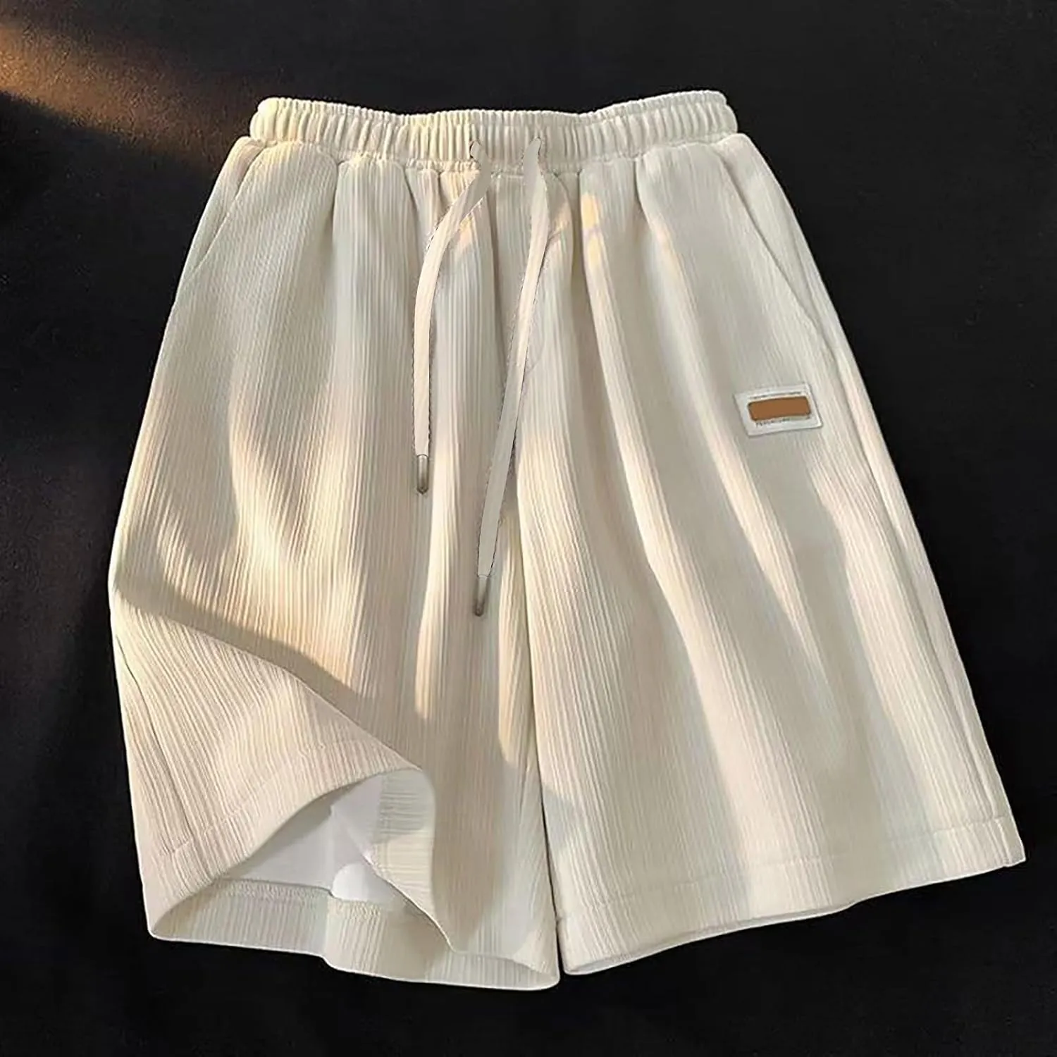 Men's Corduroy Shorts Moisture Wicking Casual Athletic Short Pants Elastic Waist Drawstring Lightweight Beach