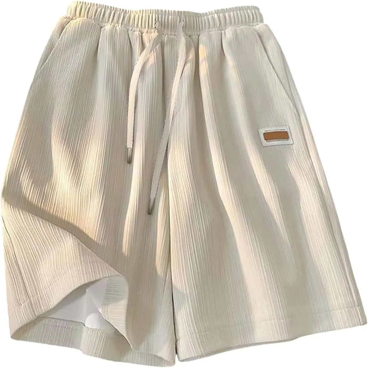 Men's Corduroy Shorts Moisture Wicking Casual Athletic Short Pants Elastic Waist Drawstring Lightweight Beach