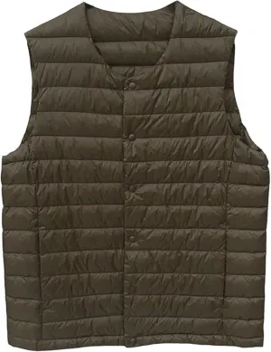 Men's Down Vest Male Collarless Lightweight Puffer Vest Man Winter Warm Quilted Sleeveless Jacket