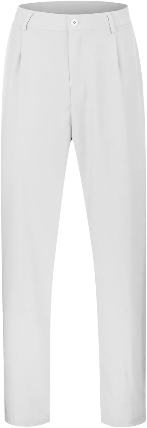 Mens Dress Pants Casual Business Formal Pants Breathable Comfy Wide Leg Trouser Loose Fit Wrinkle Free Work Trousers