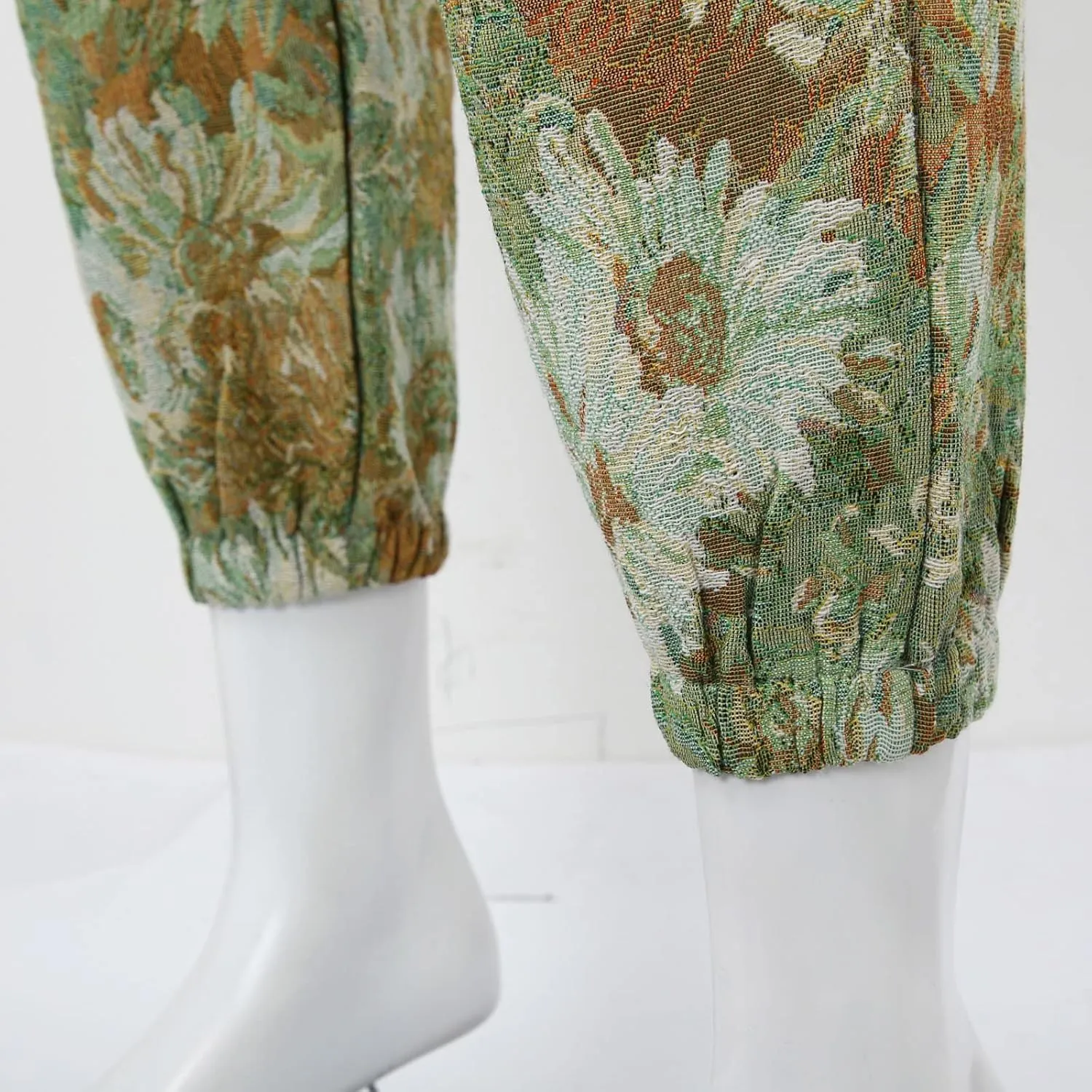 Mens Embroidered Floral Casual Pants with Drawstrings Trend Color Matching Slacks for Men Flower Printed Party Prom Trousers