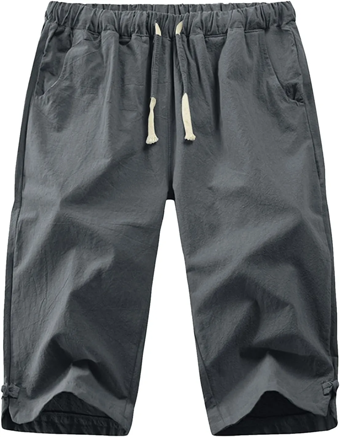 Mens Fashion Casual Simple Solid Color Lumbar Frenum Pants Calf Length Trousers Chinos Pants Men Stretch