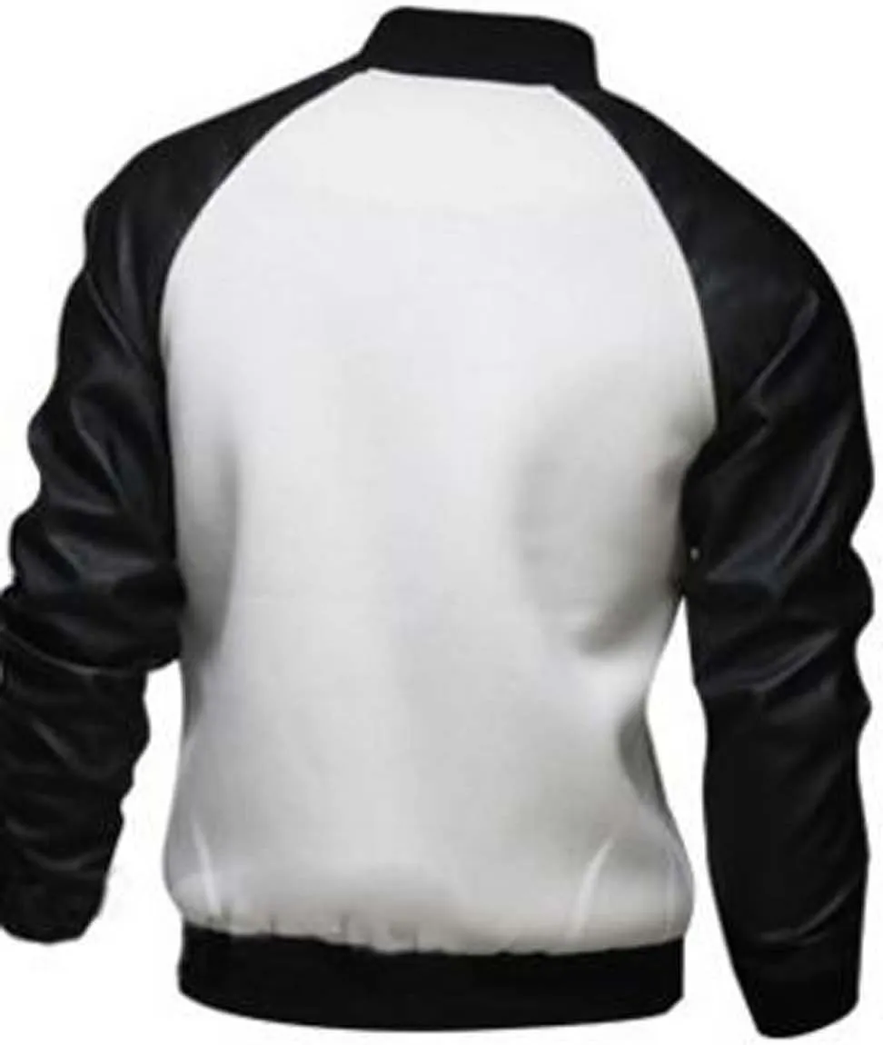 Men's Fashion Splicing Leather Sleeve Baseball Varsity Bomber Jacket