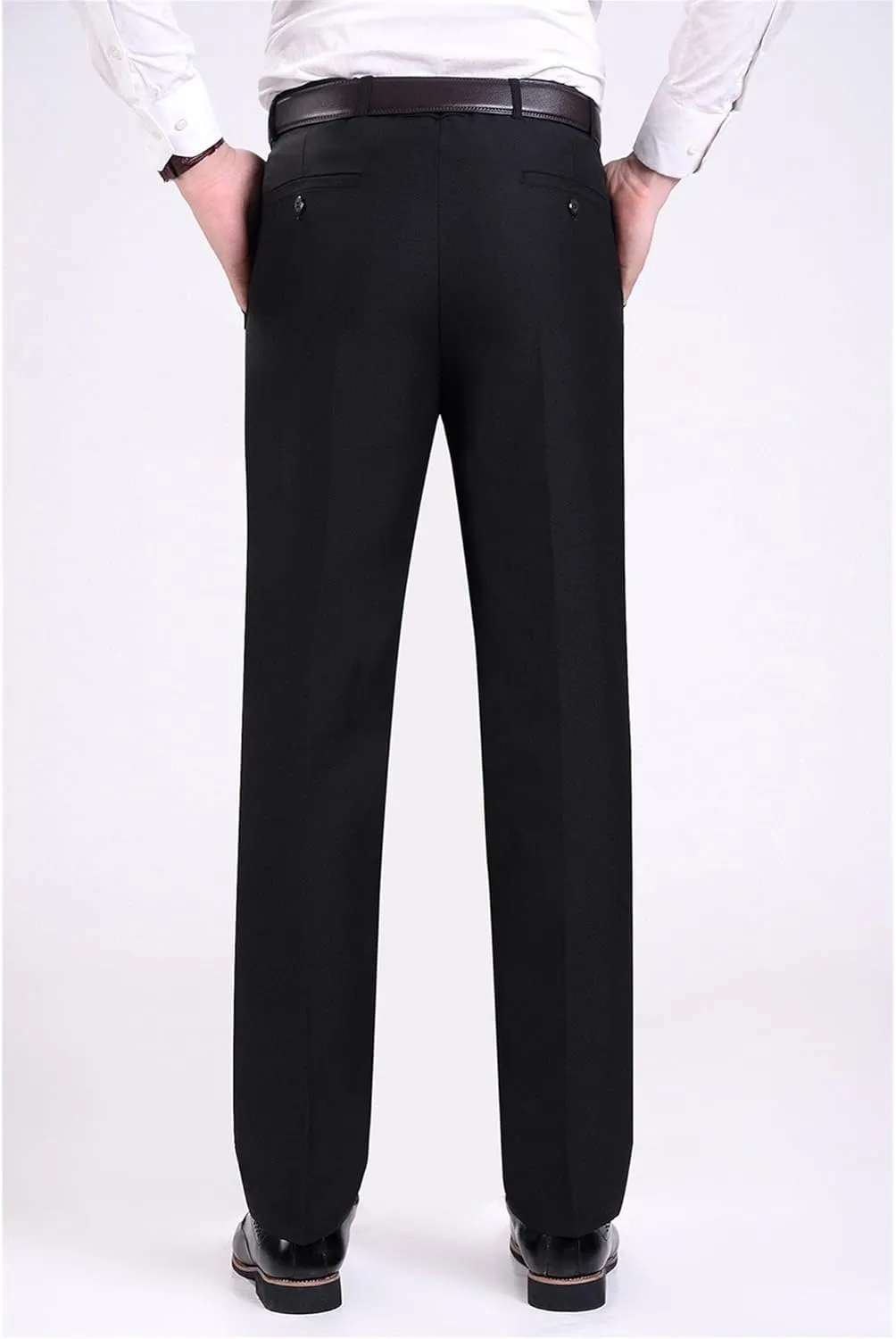 Mens Flat Front Tapered Pants Slim Fit Tapered Trousers Casual Cotton Business Chino Pant