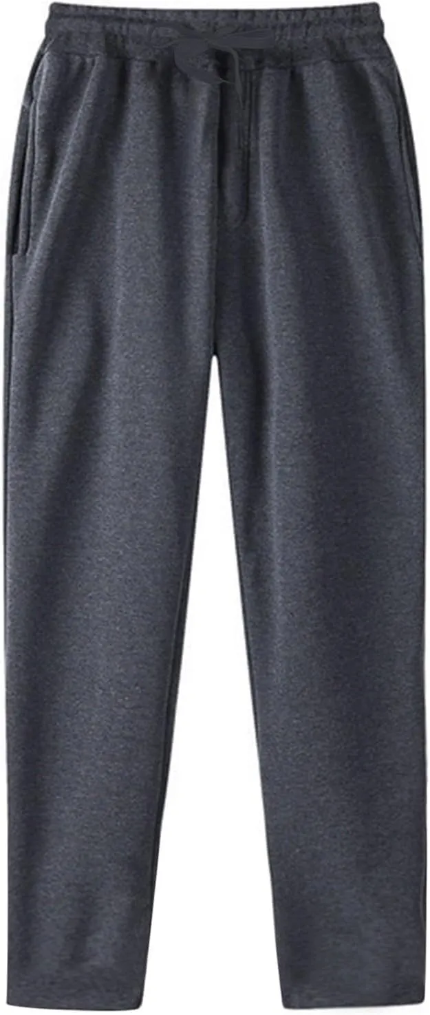 Men's Fleece Cargo Sweatpants Solid Color Joggers Lounge Relaxed Fit Overalls Business Trousers with Pocket