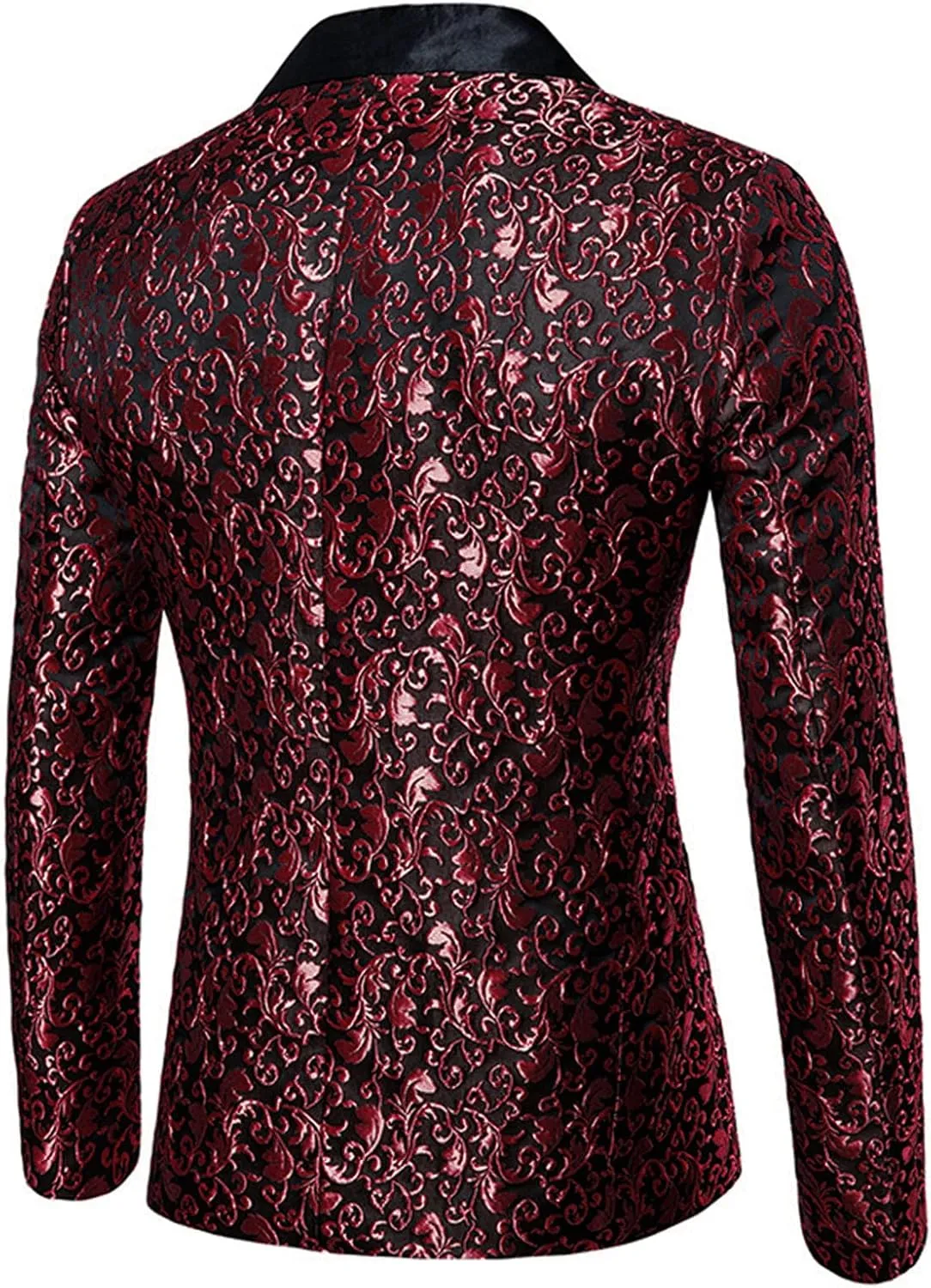 Men's Floral Jacquard Suit Jacket One Button Stylish Print Tux Blazer Notched Lapel Wedding Dinner Dress Tuxedo