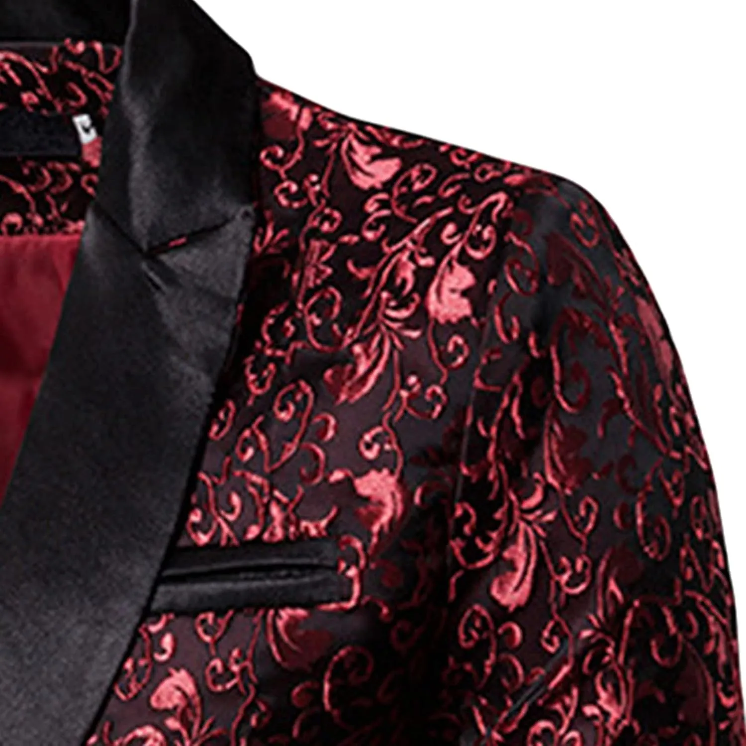 Men's Floral Jacquard Suit Jacket One Button Stylish Print Tux Blazer Notched Lapel Wedding Dinner Dress Tuxedo