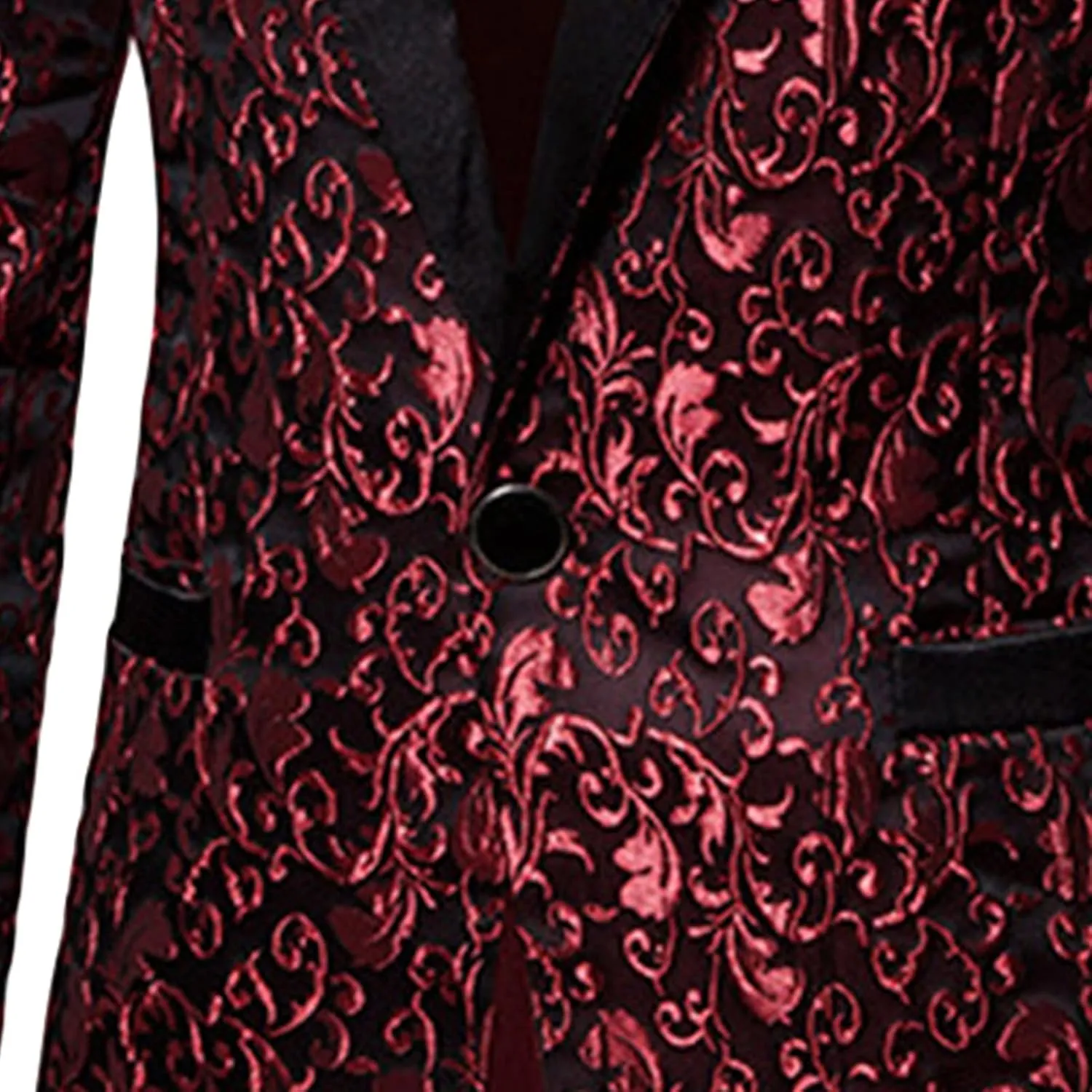 Men's Floral Jacquard Suit Jacket One Button Stylish Print Tux Blazer Notched Lapel Wedding Dinner Dress Tuxedo