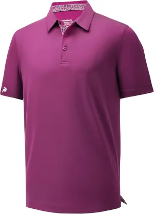 Mens Golf Shirt Short Sleeve Moisture Wicking Dry Fit Performance Casual Solid Collared Golf Polo Shirts for Men
