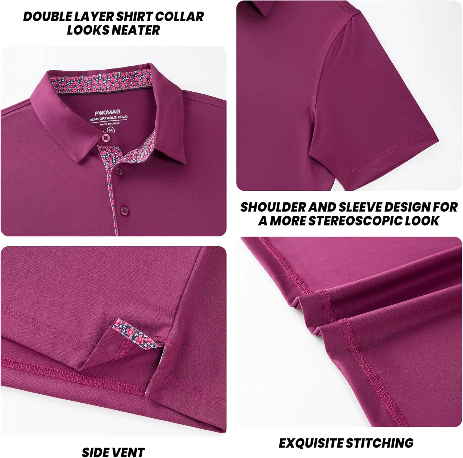 Mens Golf Shirt Short Sleeve Moisture Wicking Dry Fit Performance Casual Solid Collared Golf Polo Shirts for Men