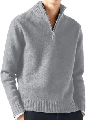 Mens Half Zip Pullover Sweater Casual Simple Bottom Sweater Warm Wool Knit Long Sleeve Coats Fashion Soft Sweatshirt