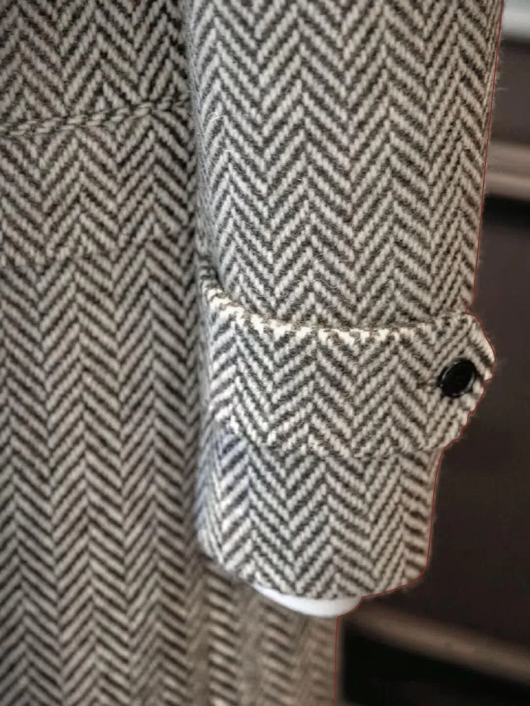Mens Herringbone Tweed Trench Long Jacket Wool Outwear Windbreaker Coat for Winter