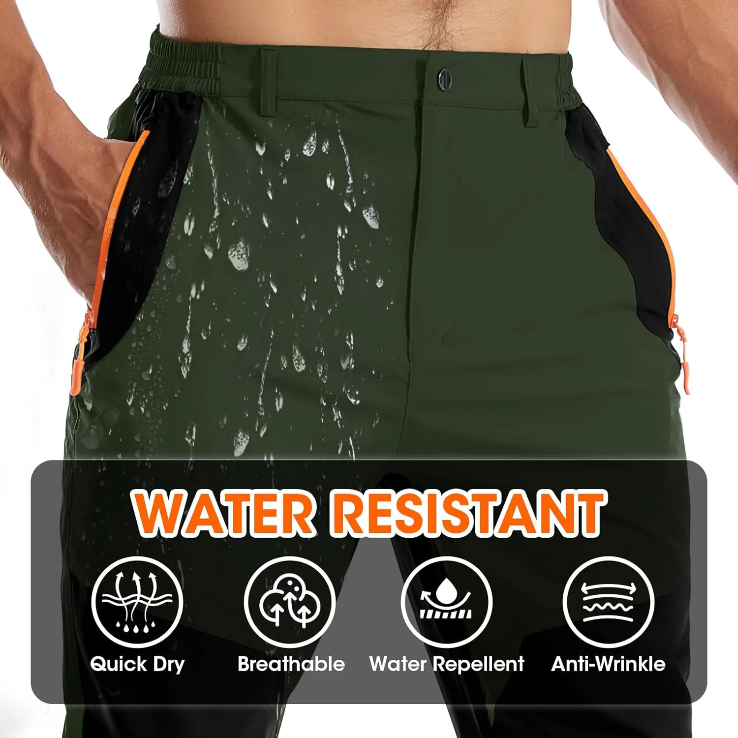 Men's Hiking Pants Lightweight Cargo Pants Quick Dry Water Resistant Outdoor Pants for Work Fishing Climbing