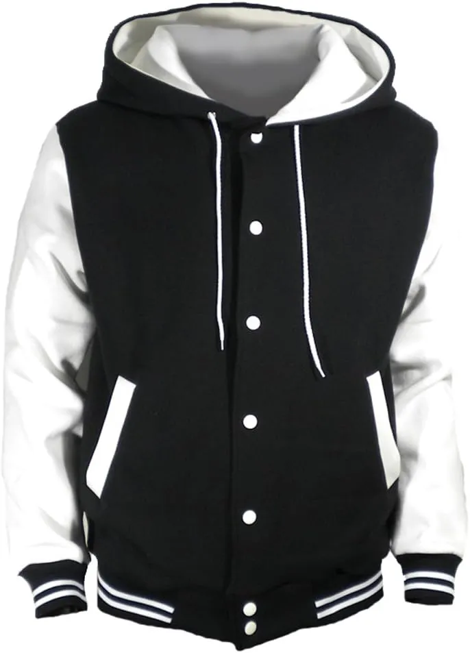Men's Hood Baseball Varsity Jacket White