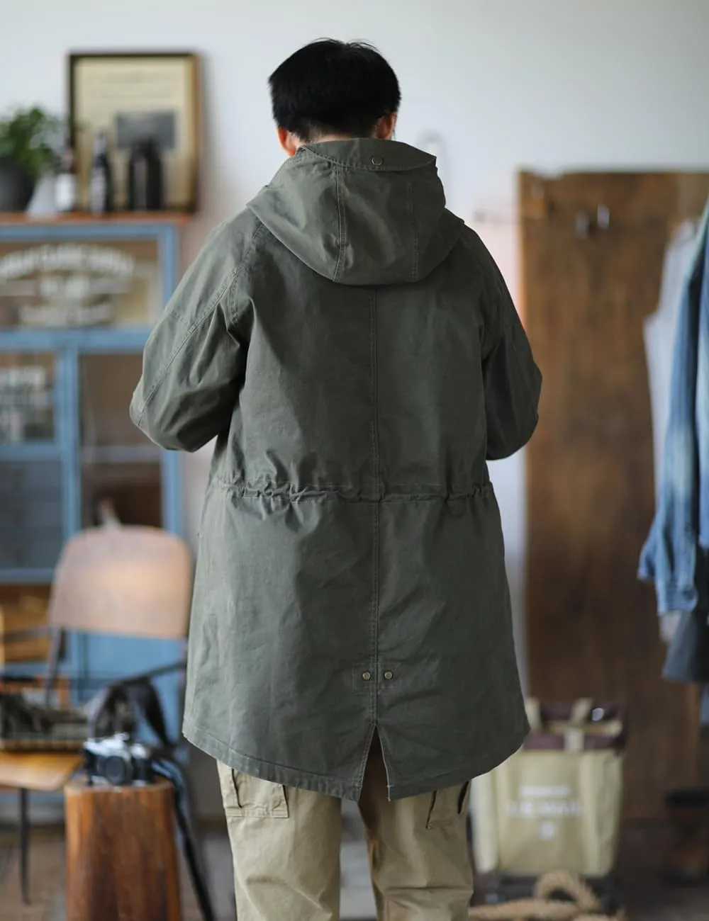 Men's Hooded Parka M51 Military Field Jacket Fashion Fishtail Outwear Coat Windbreaker
