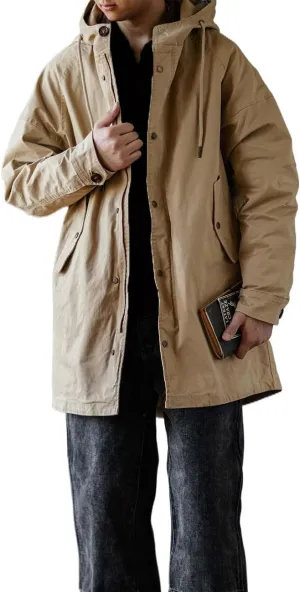 Men's Hooded Parka M51 Military Field Jacket Fashion Fishtail Outwear Coat Windbreaker