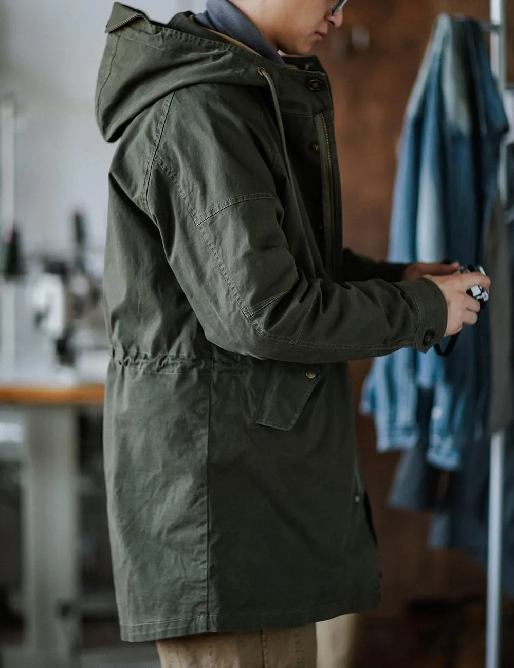 Men's Hooded Parka M51 Military Field Jacket Fashion Fishtail Outwear Coat Windbreaker