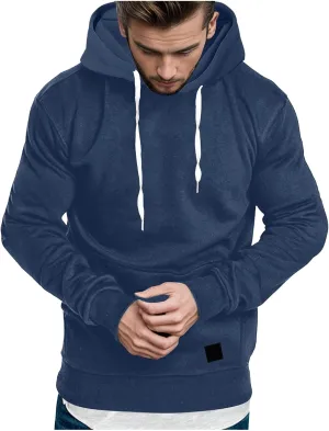 Mens Hoodies,Men's Slim Fit Long Sleeve Lightweight Zip-up Solid Hoodie with Kanga Pocket Hooded Sweatshirts Sweaters