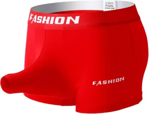 Men's Ice Silk Boxer Briefs Elephant Nose Trunks Pouch Breathable Underwear Open Front