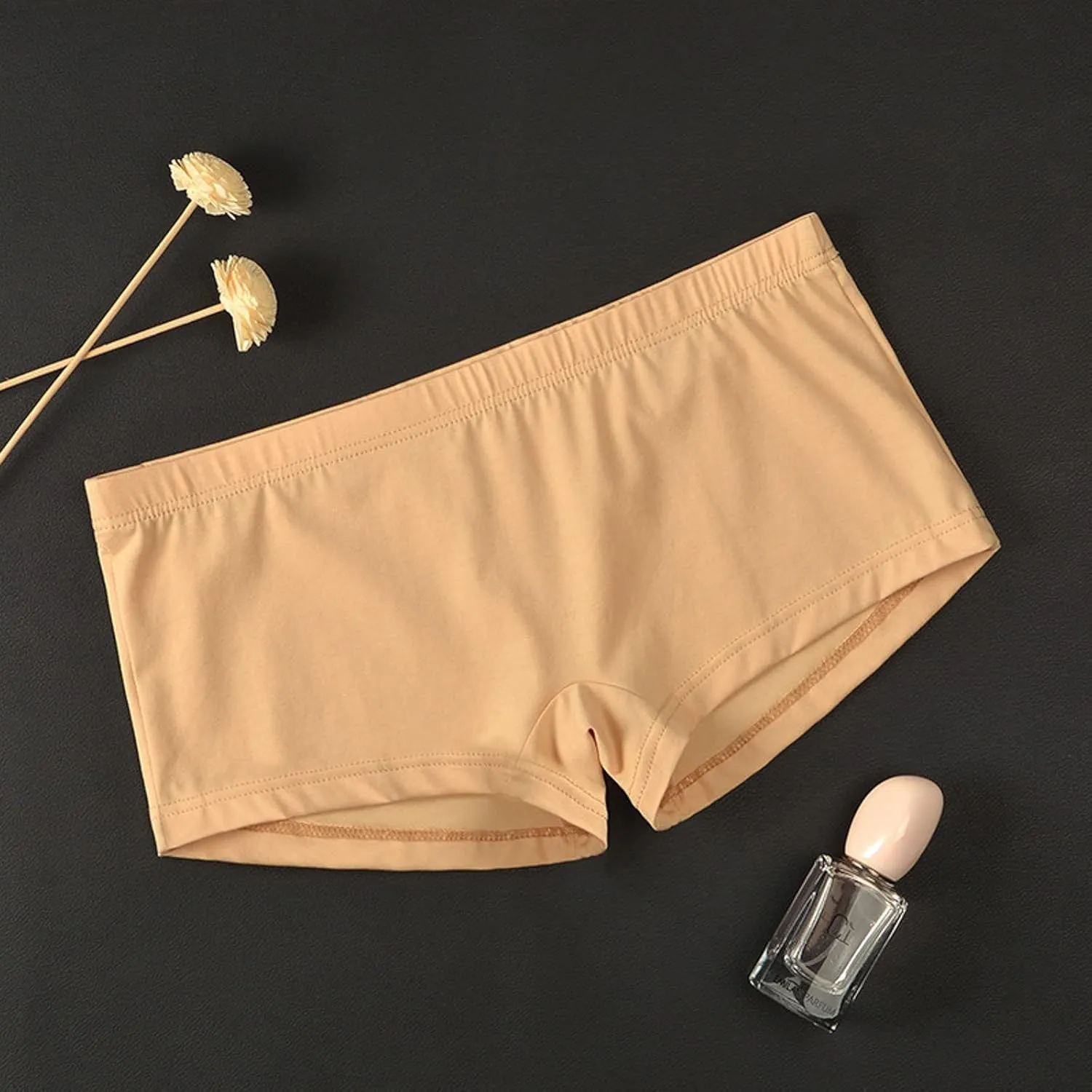 Men's Ice Silk Boxer Briefs Soft Stretch Breathable Sleep Underwear Low Rise Solid Panties