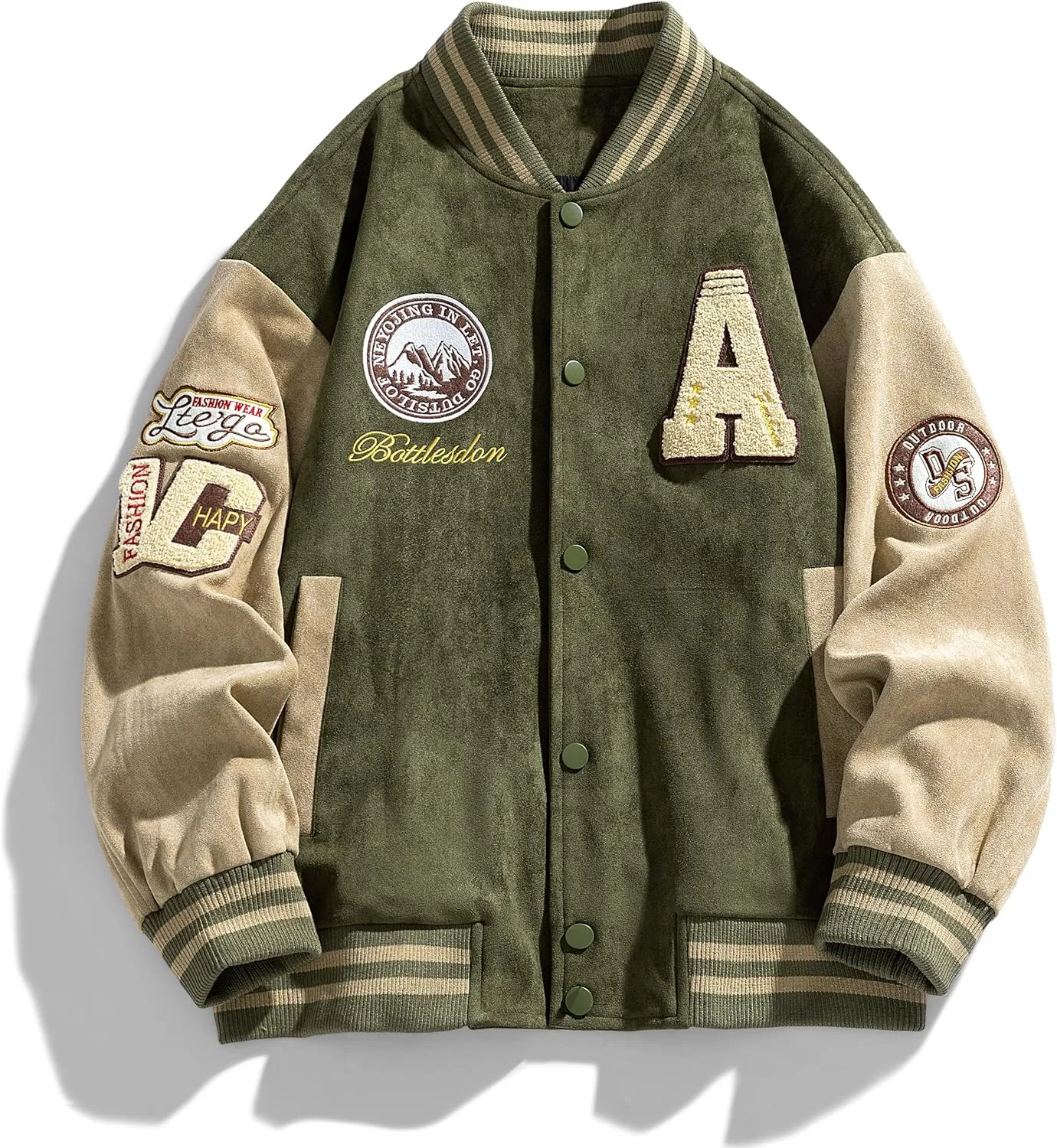 Men's Jacket, Embroidered Logo Jacket Fashion Casual Jacket, Baseball Coat Jacket