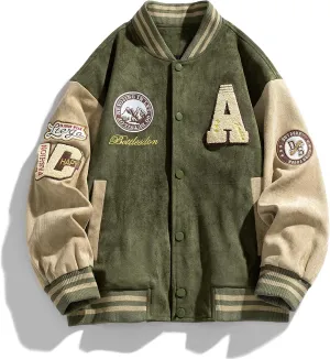 Men's Jacket, Embroidered Logo Jacket Fashion Casual Jacket, Baseball Coat Jacket