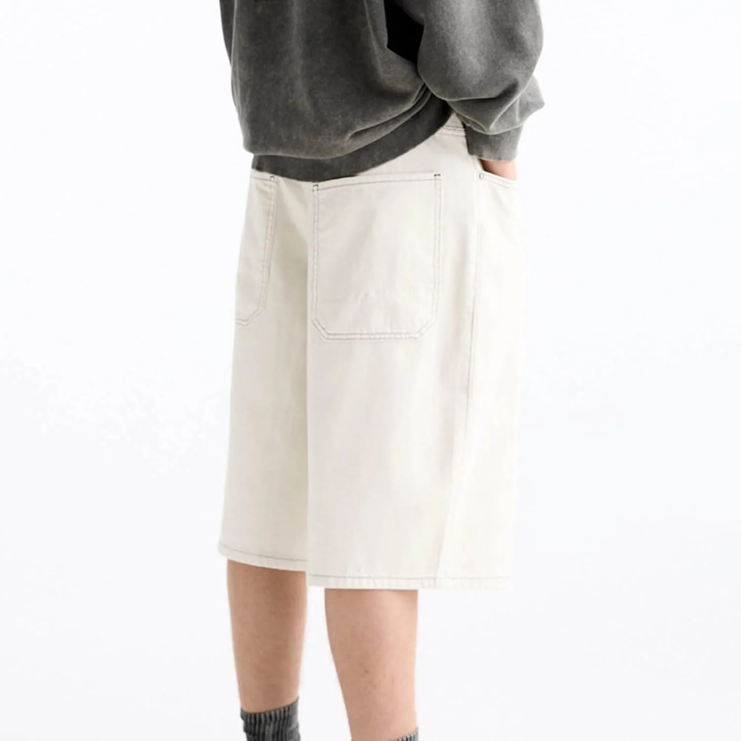 Mens Jean Shorts Summer Baggy Oversized Wide Leg Cowboy Cut Bermuda Shorts Flex Waist Classic Relaxed Fit Jean Short