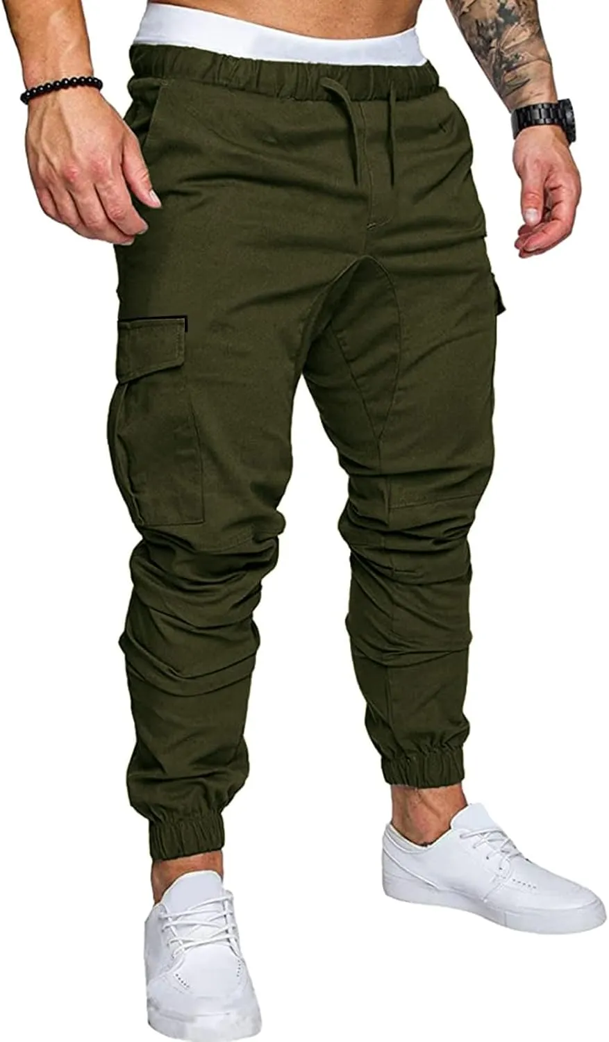 Men's Jogging Pants Cotton Fitness Drawstring Chino Cargo Pants Hiking Outdoor Twill Track Jogging Sweatpants Pants