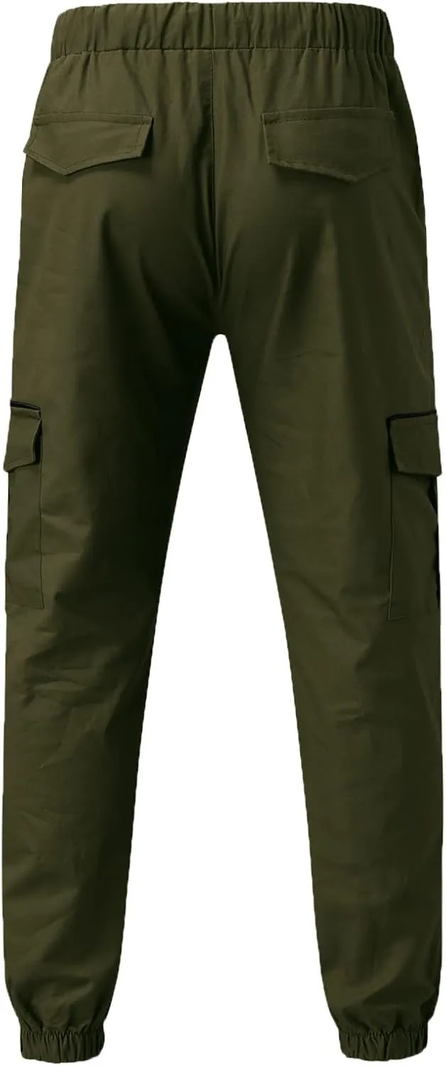 Men's Jogging Pants Cotton Fitness Drawstring Chino Cargo Pants Hiking Outdoor Twill Track Jogging Sweatpants Pants