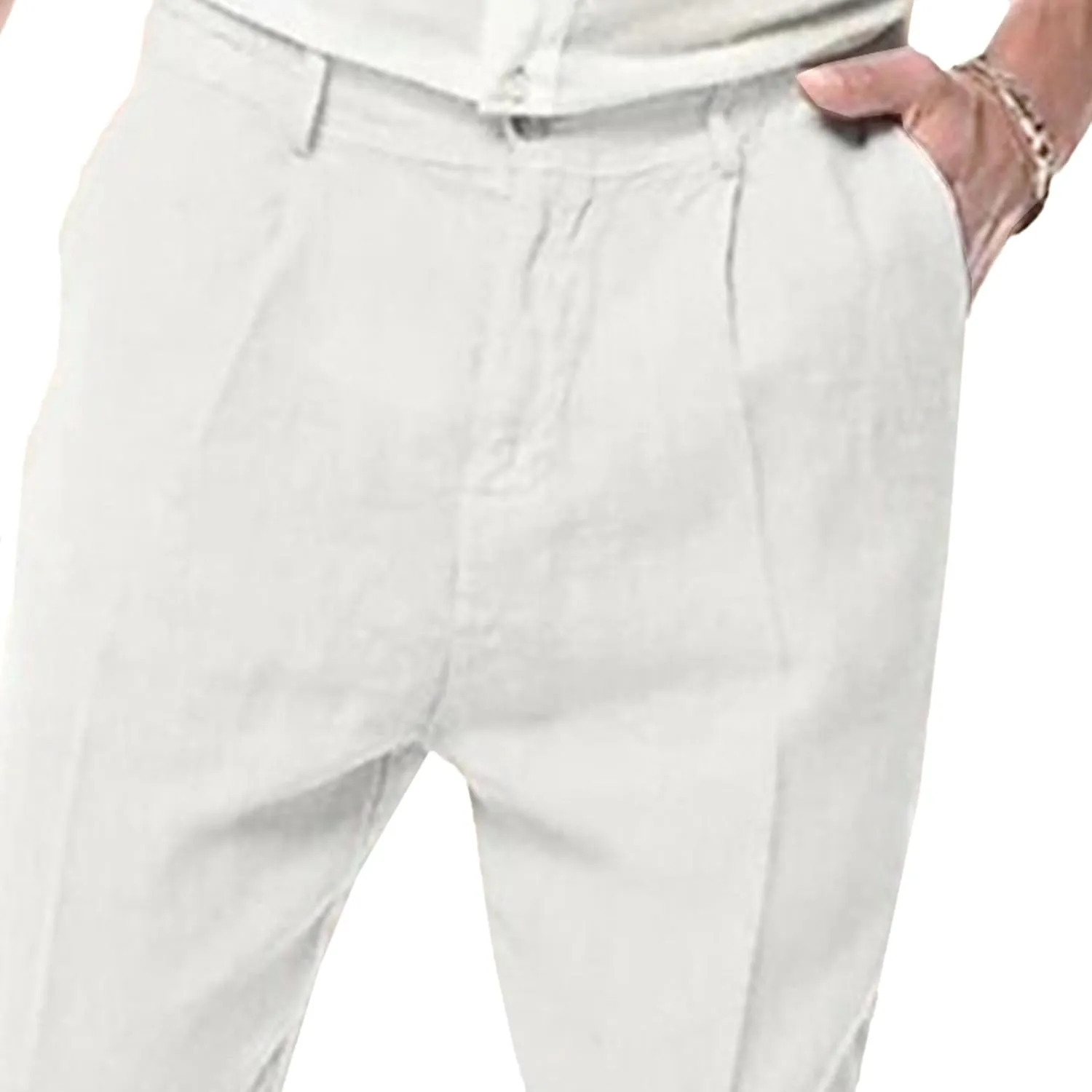 Mens Lightweight Business Trousers Casual Summer Beach Yoga Pants Slim Fit Elastic Waistband Slack