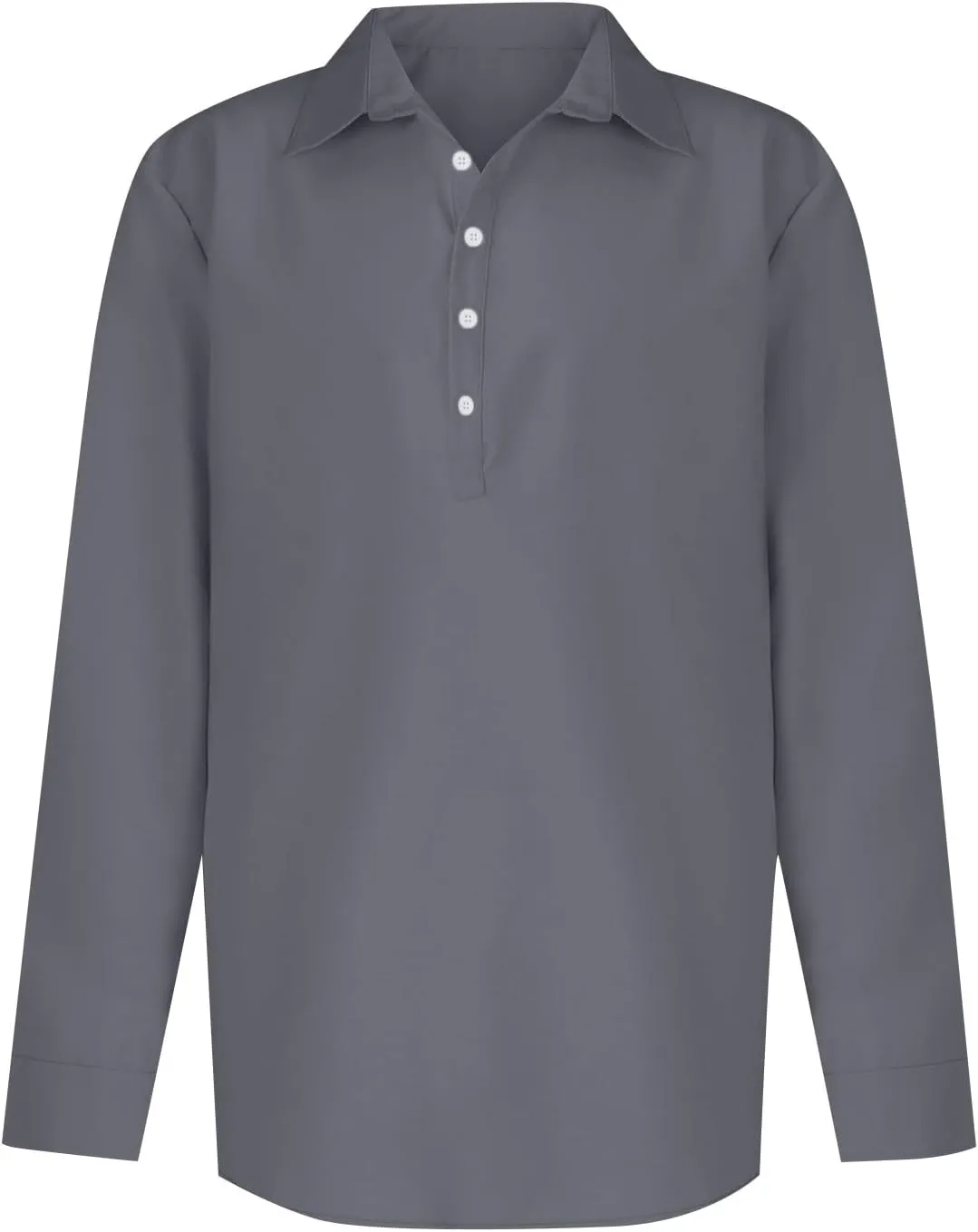 Men's Linen Long Sleeve Shirt Beach Shirts Henley T-Shirt Band Collar Vacation Tops Summer Beach Hippie T-Shirt
