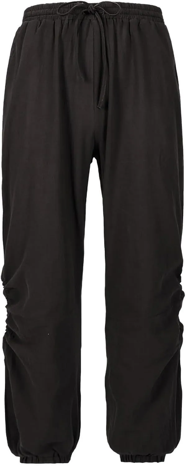 Mens Linen Pants Casual Basic Drawstring Elastic Waist Straight-Legs Trouser Trendy Lightweight Loose Workout Clothes