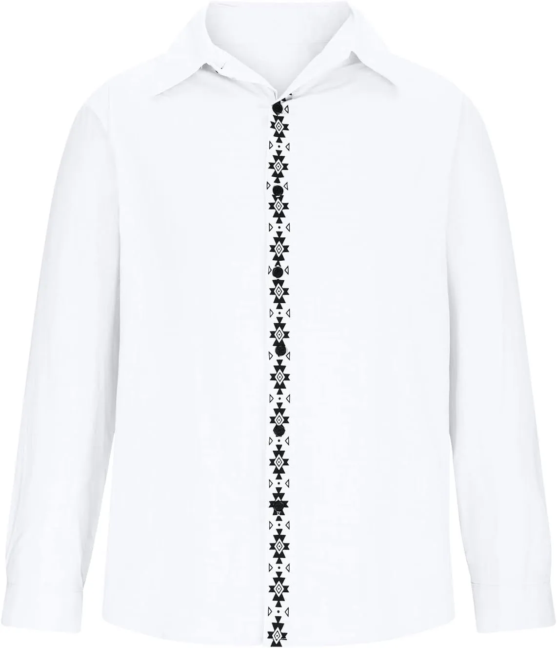 Men's Linen Shirts Long Sleeve Printed Casual Lapel Cardigan Tops Cotton Patchwork Button Trendy Spring 2025 Shirt