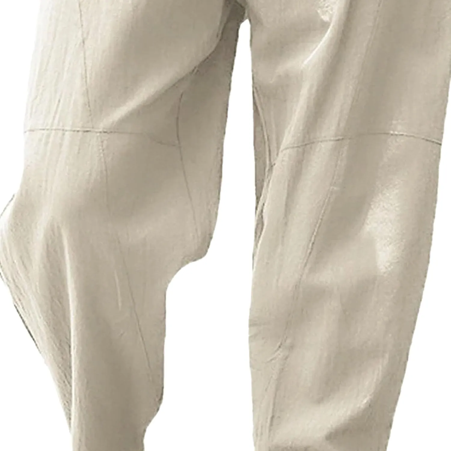 Mens Lounge Linen Pants Trendy Baggy Yoga Lightweight Slacks Casual Wide Leg Trousers with Pockets