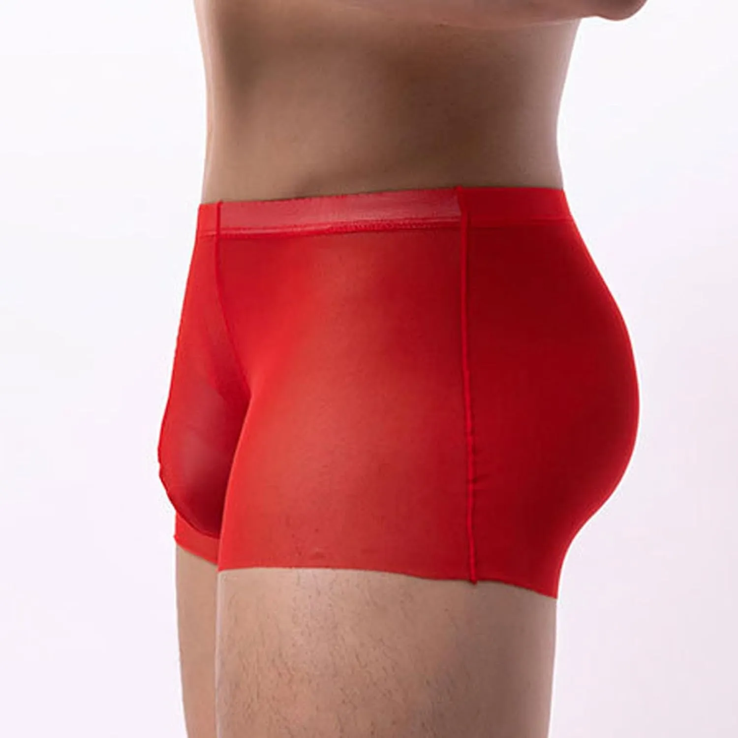 Men's Mesh Sheer Boxer Briefs Sexy Breathable Underwear Silky Comfortable Shorts