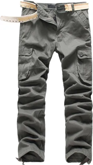 Mens Multi Pockets Cargo Pants Hiking Combat Work Outdoor Trousers Casual Slim Straight Fit Sweatpants