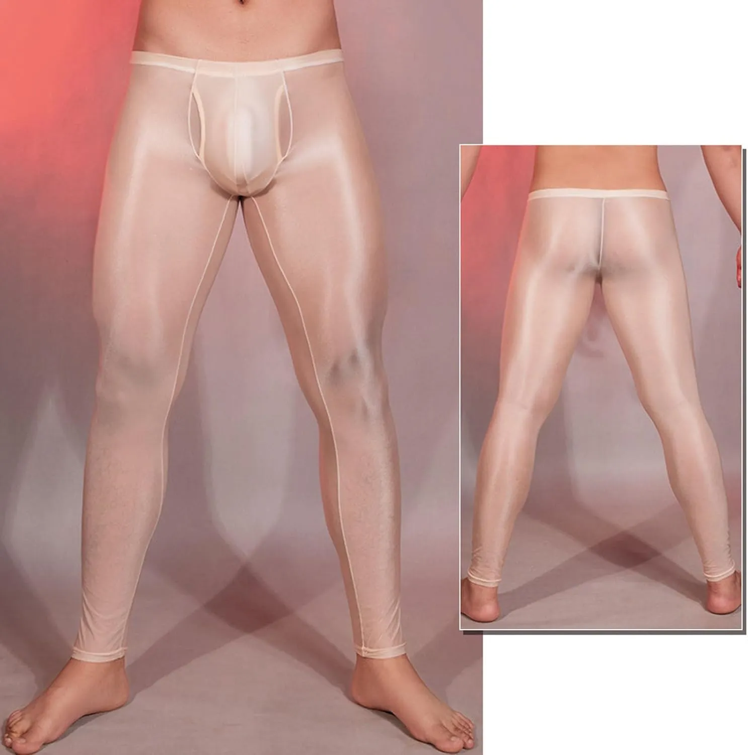 Men's Oil Shiny Glossy Boxer Briefs Panties See Through Sheer Boyshort Underwear