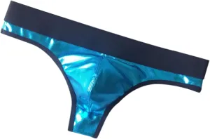 Mens Patent Leather Thongs Underwear Sexy Low Rise Big Package Underpants G-String Transparent Comfy Erotic Lingerie