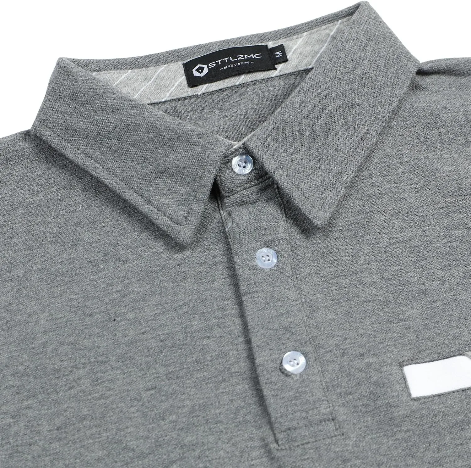 Men's Polo Shirt Long Sleeve Fashion Diagonal Strips Collar Classic Casual T-Shirt