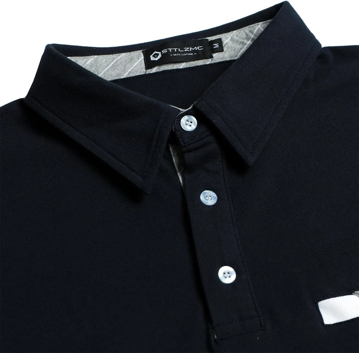 Men's Polo Shirt Long Sleeve Fashion Diagonal Strips Collar Classic Casual T-Shirt