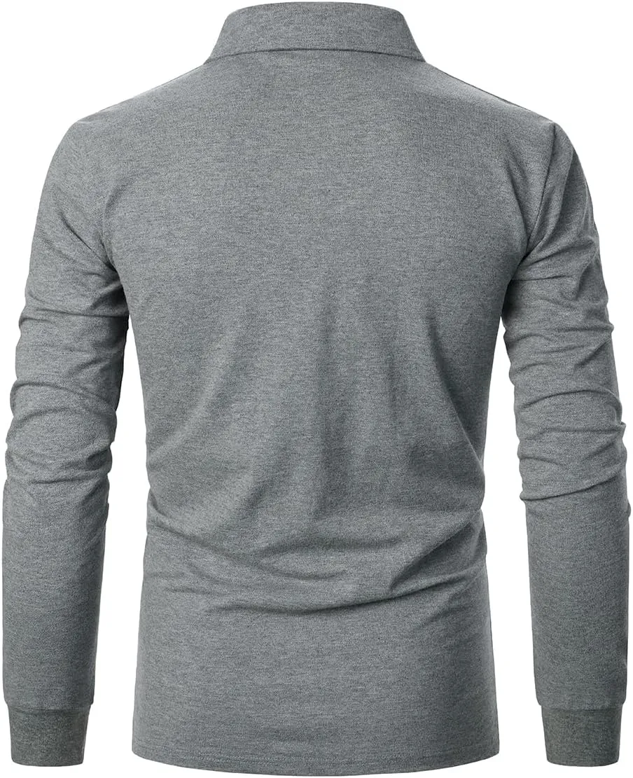 Men's Polo Shirt Long Sleeve Fashion Diagonal Strips Collar Classic Casual T-Shirt
